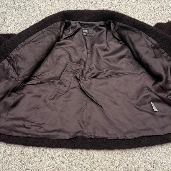 Eileen Fisher Boucle Knit Wool Jacket Sz M Brown Lagenlook Casual Prepy Career - Picture 6 of 7